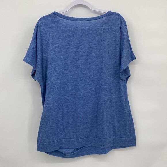 Womens Scoop Neck Short Sleeve Side Button Accent Pullover Top Tee Blue Size 2XL - Picture 5 of 7